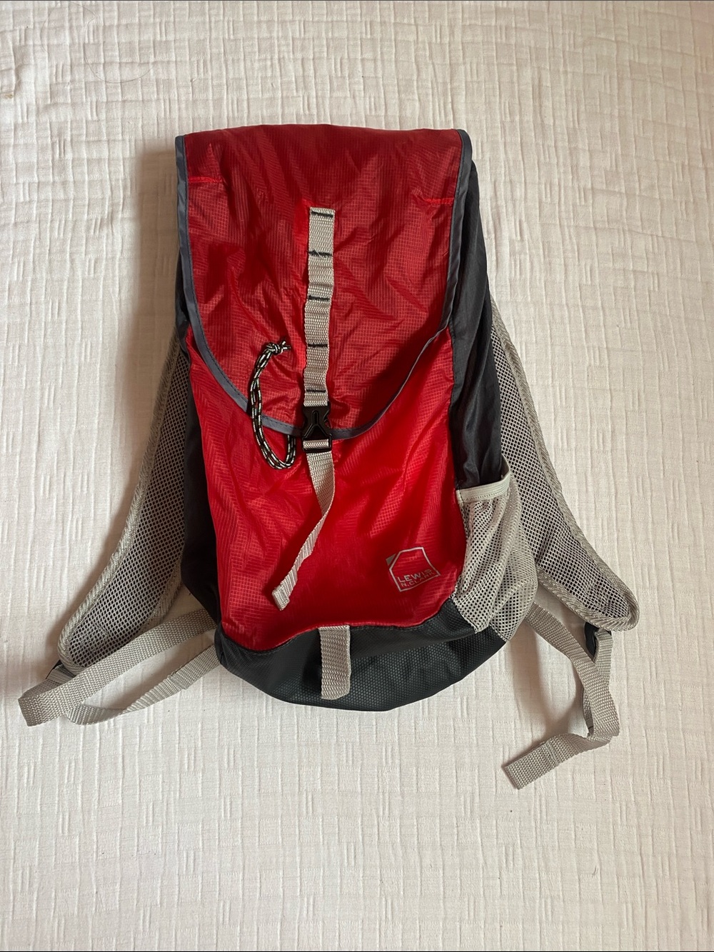 LEWIS N. CLARK Lightweight Red and Gray Everyday Hiking Backpack - Unbranded